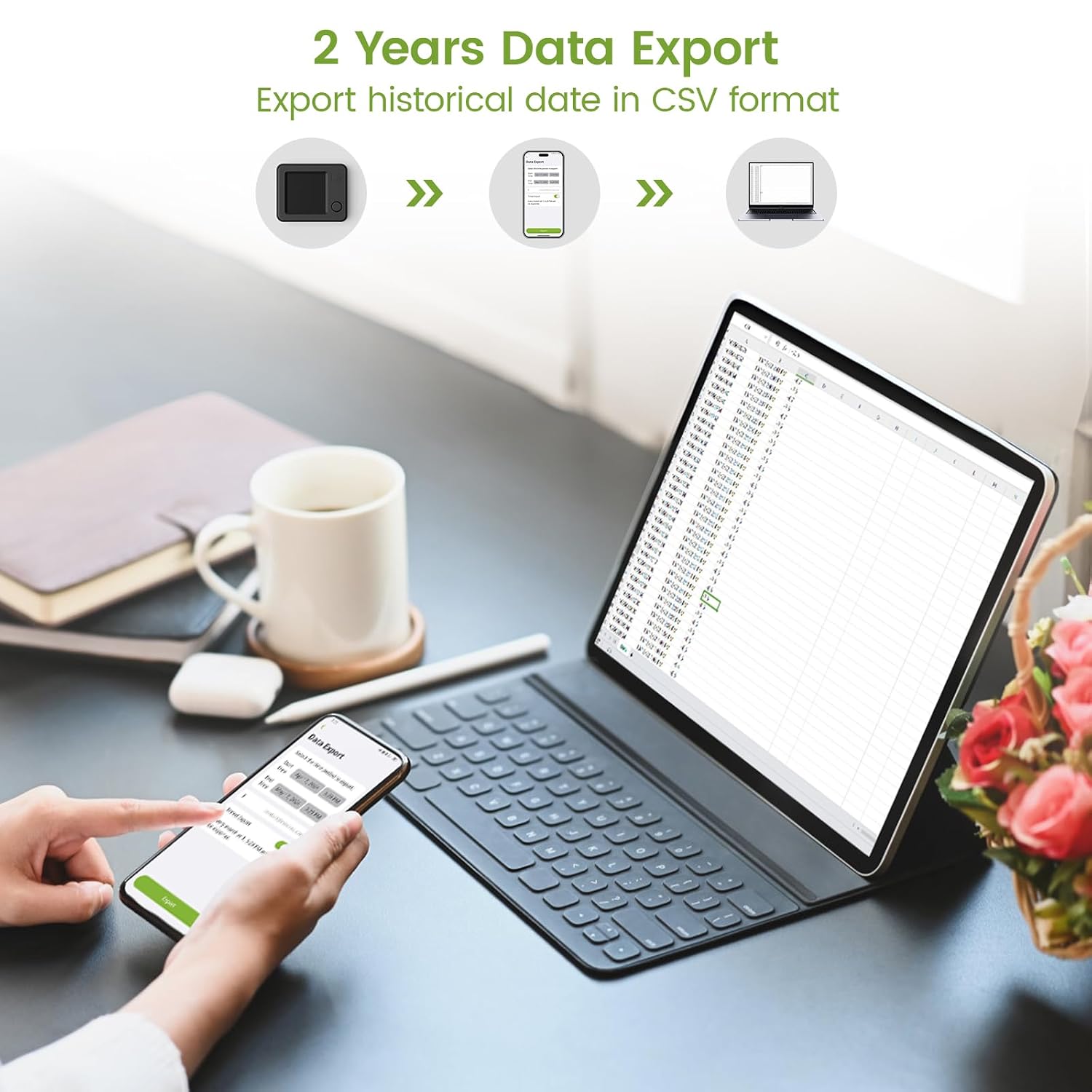 NS1 2-year temperature history and CSV data export