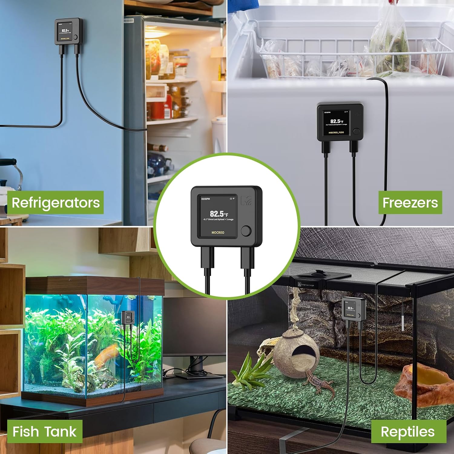 NS1 temperature monitoring use cases for refrigerator freezer aquarium and reptile tank