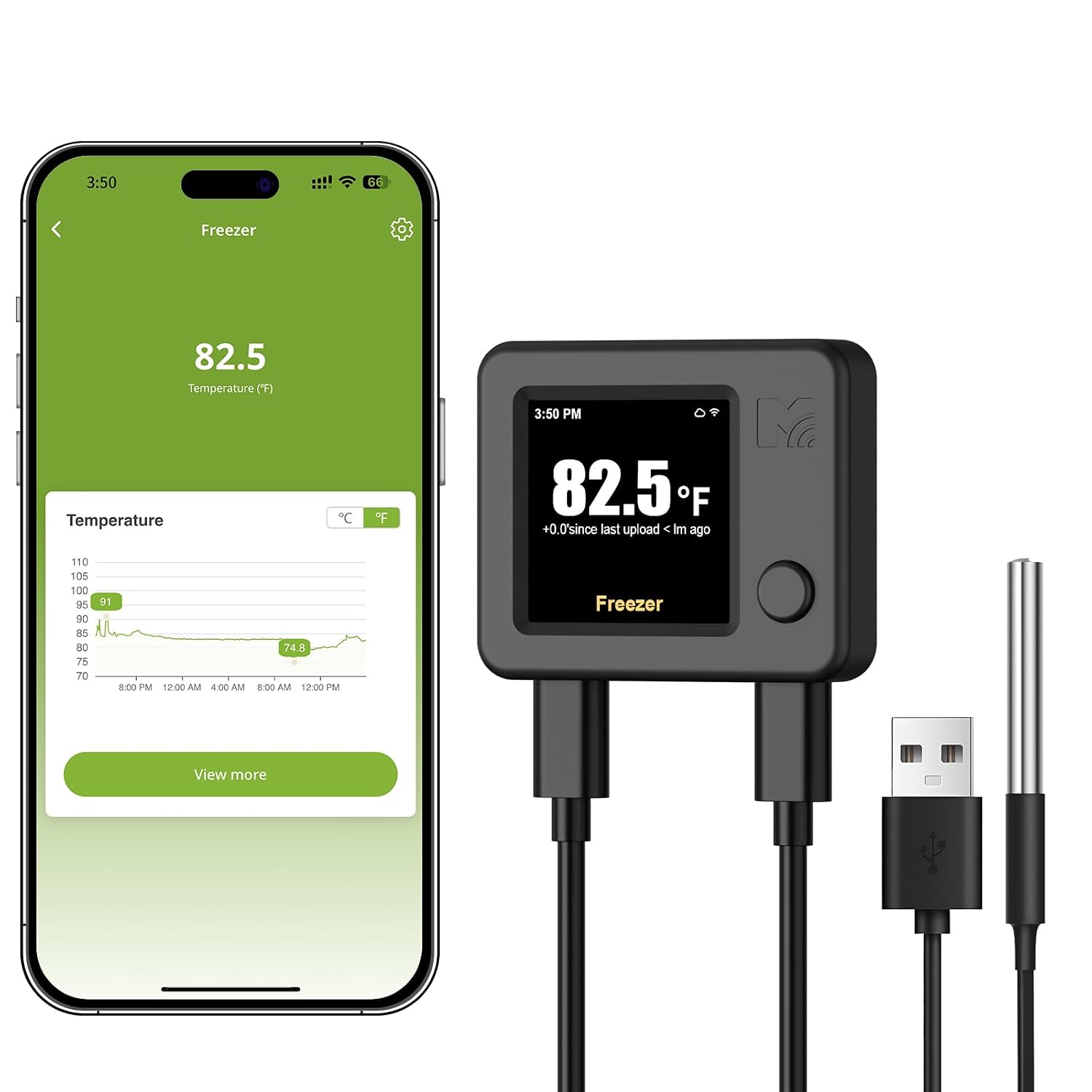 MOCREO NS1 WiFi refrigerator thermometer with LCD display and probe
