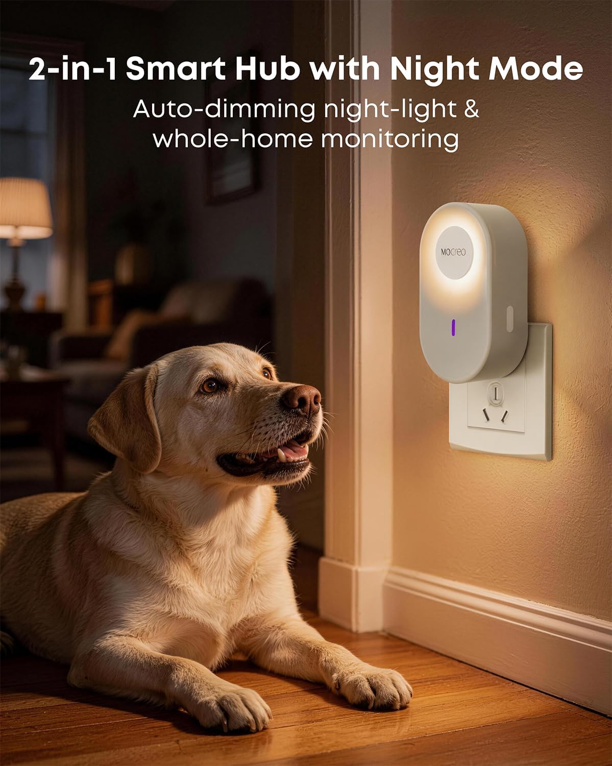 H6Pro plug-in smart hub with auto-dimming night light in a home hallway
